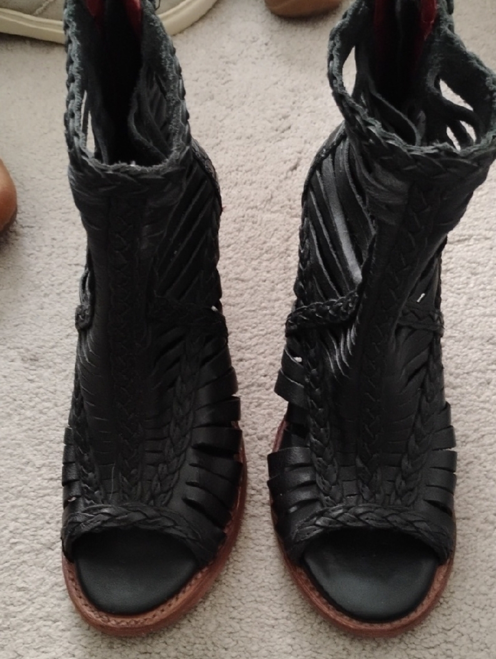 Freebird by Steven Black Woven Open-Toe Huarache Sandal Bootie